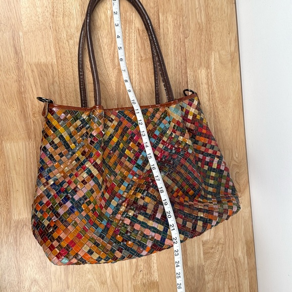 Ameri Leather Mosaic Woven Multi-Color Leather Bag - Picture 7 of 16